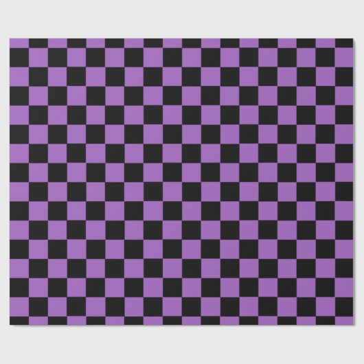 Lavender en Black Checkered Pattern Cadeaupapier (Vlak)