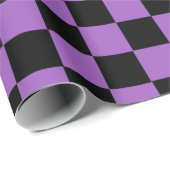 Lavender en Black Checkered Pattern Cadeaupapier (Rol Hoek)