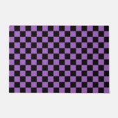 Lavender en Black Checkered Pattern Deurmat (Voorkant)