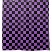 Lavender en Black Checkered Pattern Douchegordijn (Voorkant)