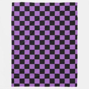 Lavender en Black Checkered Pattern Fleece Deken