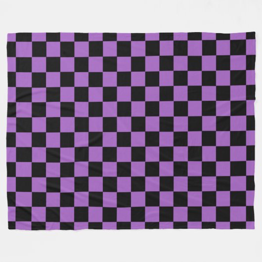 Lavender en Black Checkered Pattern Fleece Deken (Voorkant (Horizontaal))