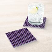 Lavender en Black Checkered Pattern Glazen Onderzetter (Schuin)