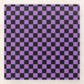 Lavender en Black Checkered Pattern Glazen Onderzetter (Voorkant)