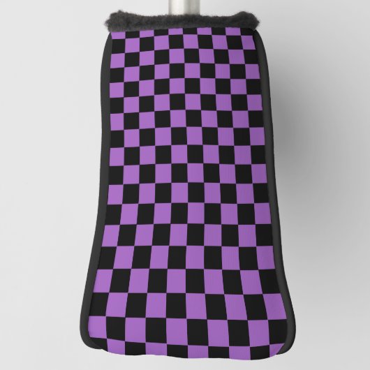 Lavender en Black Checkered Pattern Golfheadcover (Draai 90)