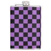 Lavender en Black Checkered Pattern Heupfles (Voorkant)