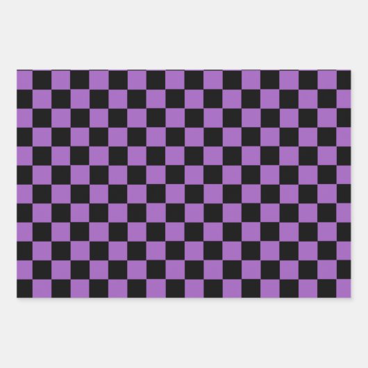 Lavender en Black Checkered Pattern Inpakpapier Vel (Voorkant 2)