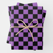 Lavender en Black Checkered Pattern Inpakpapier Vel (In situ)