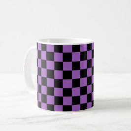 Lavender en Black Checkered Pattern Koffiemok