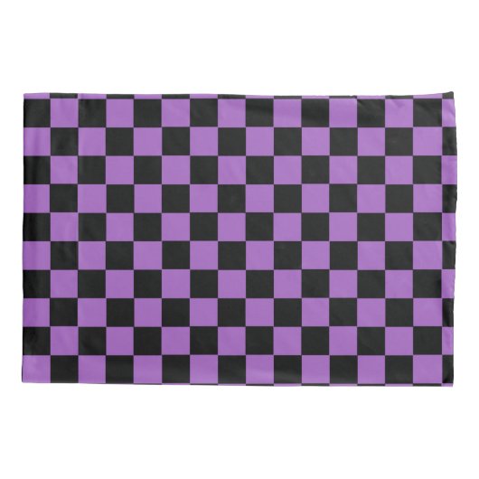 Lavender en Black Checkered Pattern Kussensloop (Achterkant)
