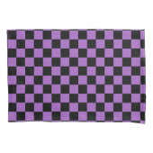 Lavender en Black Checkered Pattern Kussensloop (Voorkant)