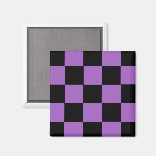 Lavender en Black Checkered Pattern Magneet (Voorkant / Achterkant)