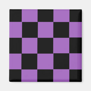 Lavender en Black Checkered Pattern Magneet