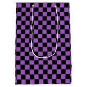 Lavender en Black Checkered Pattern Medium Cadeauzakje (Achterkant)