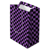 Lavender en Black Checkered Pattern Medium Cadeauzakje (Achterkant Gekanteld)