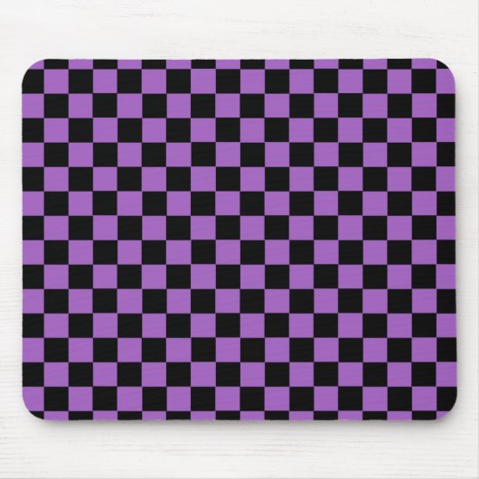 Lavender en Black Checkered Pattern Muismat (Voorkant)