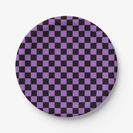 Lavender en Black Checkered Pattern Papieren Bordje