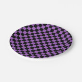 Lavender en Black Checkered Pattern Papieren Bordje (Gekanteld)