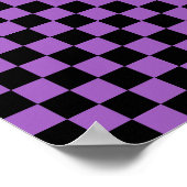 Lavender en Black Checkered Pattern Poster (Hoek)