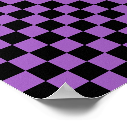 Lavender en Black Checkered Pattern Poster (Hoek)