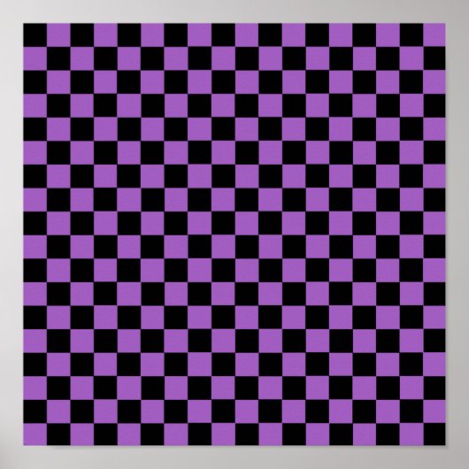 Lavender en Black Checkered Pattern Poster (Voorkant)