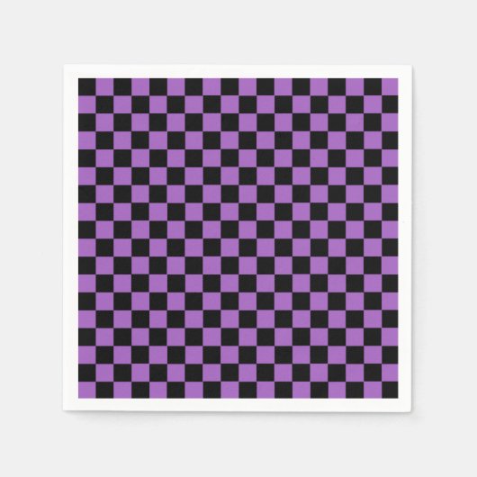 Lavender en Black Checkered Pattern Servet (Voorkant)