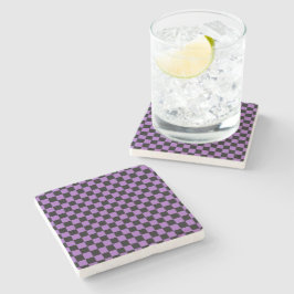 Lavender en Black Checkered Pattern Stenen Onderzetter