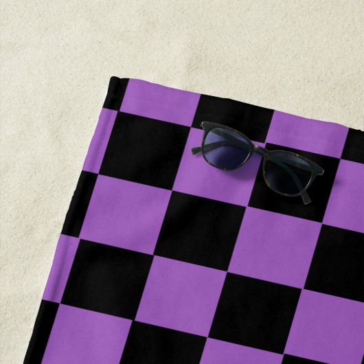 Lavender en Black Checkered Pattern Strandlaken (In situ)