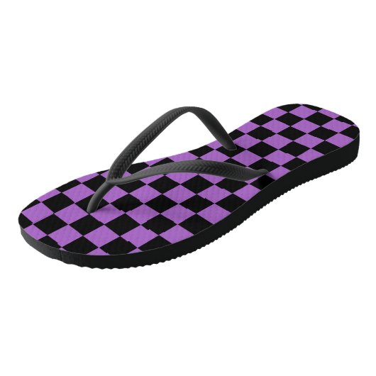 Lavender en Black Checkered Pattern Teenslippers (Schuin)