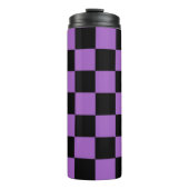 Lavender en Black Checkered Pattern Thermosbeker (Voorkant)