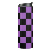 Lavender en Black Checkered Pattern Thermosbeker (Gedraaid links)