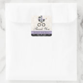 LAVENDER en Black Damask Baby Carriage Bedankt Vierkante Sticker (Tas)