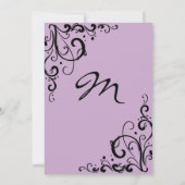Lavender en Black Flourish Wedding Invitation Kaart (Achterkant)
