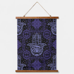 Lavender en Black Hamsa Hand Beauful Hangend Wandkleed