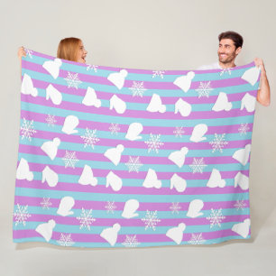 Lavender- en blauwe sneeuwvlokken, Mittens- en Pet Fleece Deken