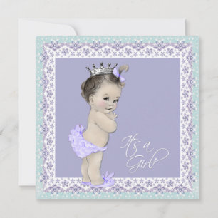 Lavender en Blauwgroen blauw  babymeisje Kaart