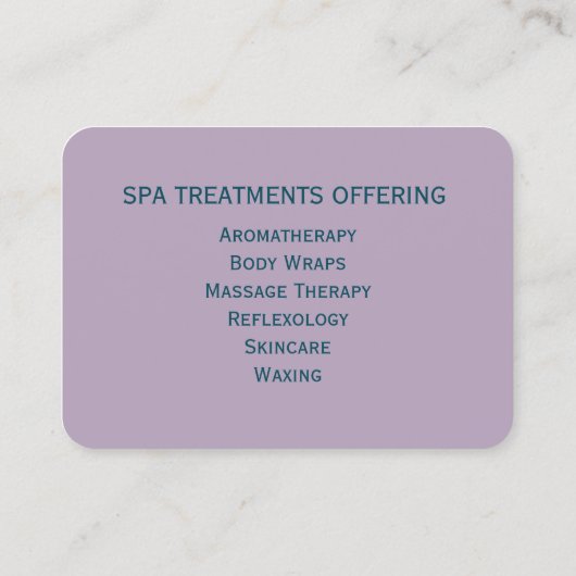 Lavender en Bleke Blauwe Waterverven Zen Spa Visitekaartje (Achterkant)