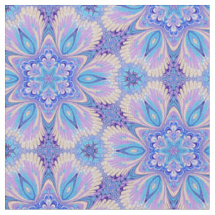 Lavender en Blue Kaleidoscope Fabric Stof