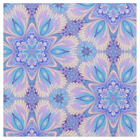Lavender en Blue Kaleidoscope Fabric Stof (Close Up)