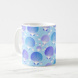 Lavender en Blue Shells op Bleek Blauw Koffiemok