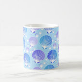 Lavender en Blue Shells op Bleek Blauw Koffiemok (Center)