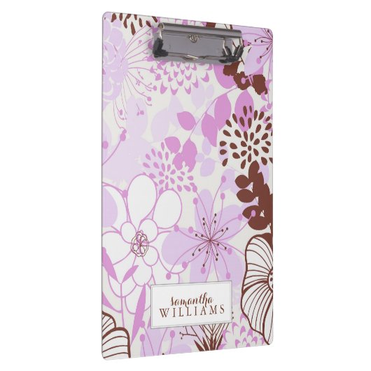 Lavender en Brown Floral Pattern gepersonaliseerd Klembord (Rechts)