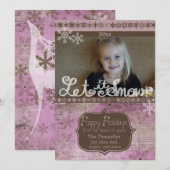 Lavender en bruine Snowflakes Fotodag Kaart (Voorkant / Achterkant)