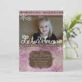 Lavender en bruine Snowflakes Fotodag Kaart (Staand voorkant)