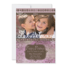 Lavender en bruine Snowflakes Fotodag Kaart