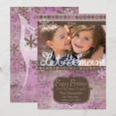 Lavender en bruine Snowflakes Fotodag Kaart (Voorkant / Achterkant)