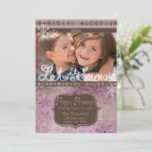 Lavender en bruine Snowflakes Fotodag Kaart (Staand voorkant)