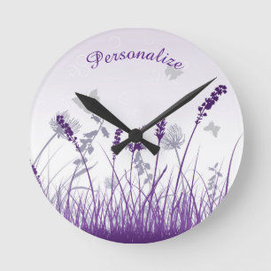 Lavender en Butterflies personaliseren Ronde Klok