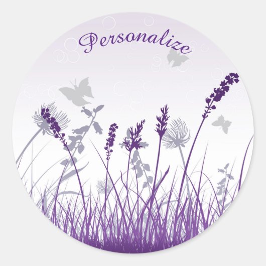 Lavender en Butterflies personaliseren Ronde Sticker (Voorkant)