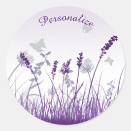 Lavender en Butterflies personaliseren Ronde Sticker